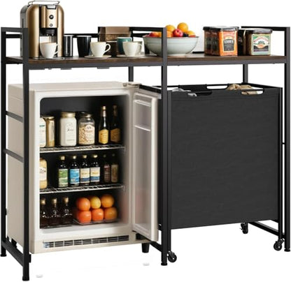 YITAHOME Kitchen Microwave Stand Bakers Rack with Shelf | 55" Large Kitchen Storage Shelf w/Rolling Wheeled Storage Baskets/Hooks, Coffee Bar Table Station w/Dining Room, Retro Brown - size: 54.3"x76.6"