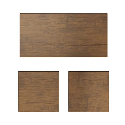 Lavish Home End Tables and Coffee Table Set of 3, Brown/Black | 31.5”/14.13” Foldable Living Room Tables with Metal Storage Baskets and Removable Lids, 2 Small Side and 1 Large Coffee Table - color: Brown Square 3