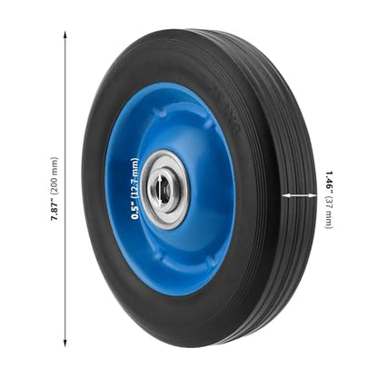 4 PCS 8 Inch Solid Rubber Tire, Black Blue Solid Rubber Wheels, Hand Truck Replacement Wheels for Garden Carts, Wheelbarrows - size: Blue 4Pcs