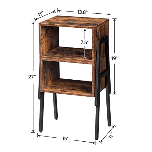 HOOBRO Nightstands Set of 2, Stackable End Tables, Small Side Tables, Bedside Tables with Open Storage Shelf, for Small Spaces, Bedroom, Living Room, Rustic Brown BF38BZP201 - color: Rustic Brown