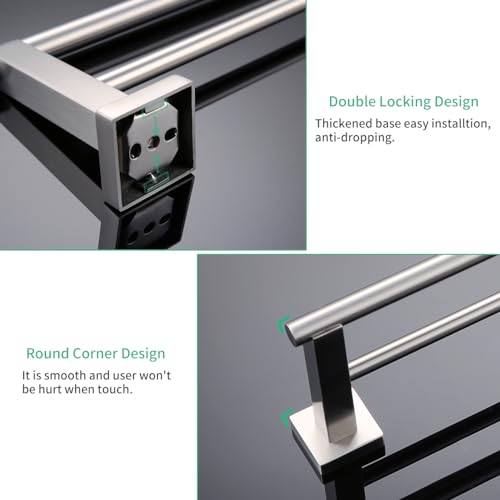 Miyili 30-Inch Bathroom Double Towel Bar Brushed Stainless Steel Bath Towel Rack Holder Wall Mount, A02N75B - color: Brushed Steel, size: 30-Inch