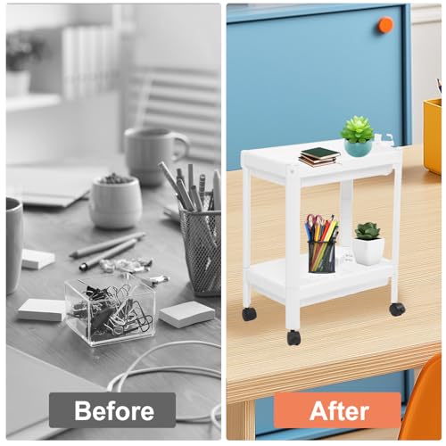 Tissting Bathroom Storage Rack 2-Tier, Plastic Freestanding Shelf | Multifunctional Organizer | Living Room & Bedroom & Kitchen | Space Saver(2 layers (with wheels)) - color: 2 Layers (With Wheels)