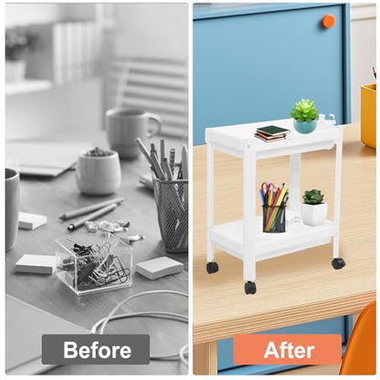 Tissting Bathroom Storage Rack 2-Tier, Plastic Freestanding Shelf | Multifunctional Organizer | Living Room & Bedroom & Kitchen | Space Saver(2 layers (with wheels)) - color: 2 Layers (With Wheels)