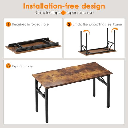 Need 47 inches Computer Desk Office Desk Folding Table with BIFMA Certification Computer Table Workstation, Rustic Brown AC5FB-120 - color: Rustic Brown, size: 47 inches