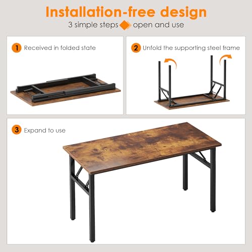Need 47 inches Computer Desk Office Desk Folding Table with BIFMA Certification Computer Table Workstation, Rustic Brown AC5FB-120 - color: Rustic Brown, size: 47 inches