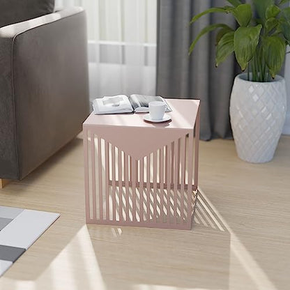LeisureMod Mid-Century Design Square Side/End Table, Steel Powder Coated Finish, Perfect for Modern and Contemporary Living Space, Brown - color: Brown