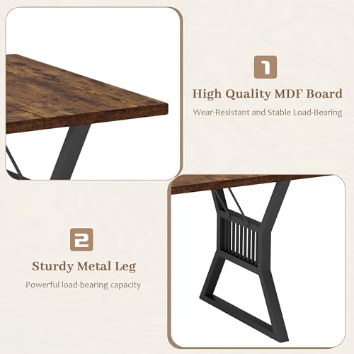 Garvee Modern Computer Desk, 70.8 Inch Home Office Work Desk,Farmhouse Gaming Writing Work from Home Study Desk,Sturdy Metal Frame for Bedroom,Home Office - color: Retro +Black