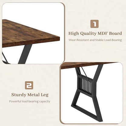 Garvee Modern Computer Desk, 70.8 Inch Home Office Work Desk,Farmhouse Gaming Writing Work from Home Study Desk,Sturdy Metal Frame for Bedroom,Home Office - color: Retro +Black