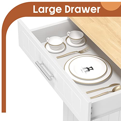 SUNLEI Kitchen Island with Storage Cabinet, 42" Kitchen Cart on Wheels with Shelves, Cart Handle for Towel Rack or Free Mobility, Portable Islands for Kitchen(Stylish White, 42-INCH) - size: 42 INCH, style: White