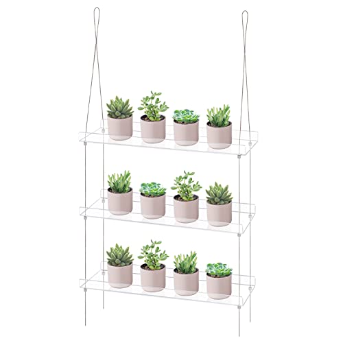 Sumerflos 3-Tier Acrylic Window Boxes Plant Shelves for Windows, Acrylic Hanging Window Plant Shelves, Indoor Windows Wall Hanging Plant Stand Flower Display Shelves - color: Clear, size: 3-Tier