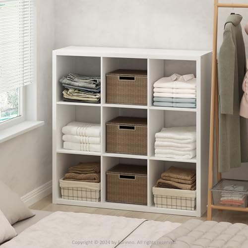 Furinno Cubic Extra Thick 9-Cube Closet Organizers and Storage, White | 14.6 x 44 x 44 in, Open Shelf Closet Storage, Closet Organizer, for Wardrobe, Bedroom, Living Room - color: White, size: 9-Cube