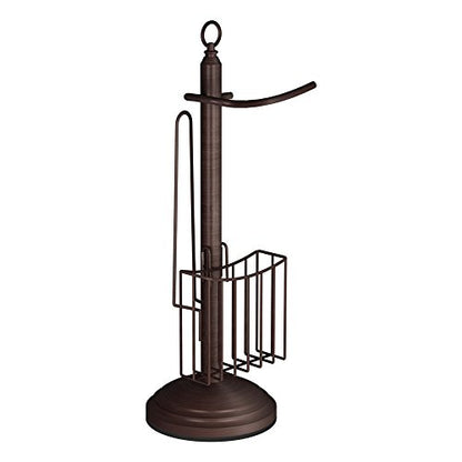 nu Steel TGORB15H Free Standing Toilet Paper Holder Stand Bathroom & Newspaper and Magazine Rack for Bathroom, Toilet Tissue Paper Roll Storage, Oil Rubbed Bronze Finish