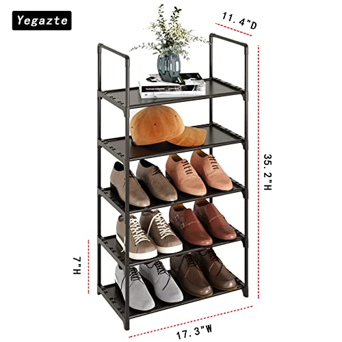 5-Tier Stackable Shoe Rack, Narrow Shoe Stand for 10-12 Pairs Shoe and Boots Organizer Storage Shelf Space Saving for Closet, Entryway and Hallway(Black) - size: 5-Tier(Black)-Narrow