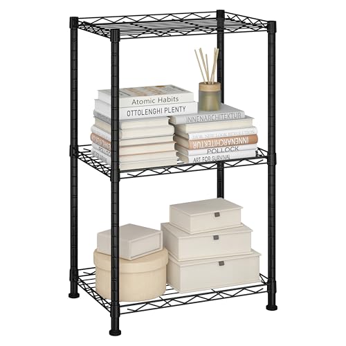HOMEFORT Storage Shelves, 3-Wire Shelving, Metal Shelving Unit Adjustable Storage Shelves Rack for Kitchen, Pantry, Bathroom, Black, 15.7" W x 11.4" D x 30" H - color: Black, size: 16"W x 11"D x 31"H