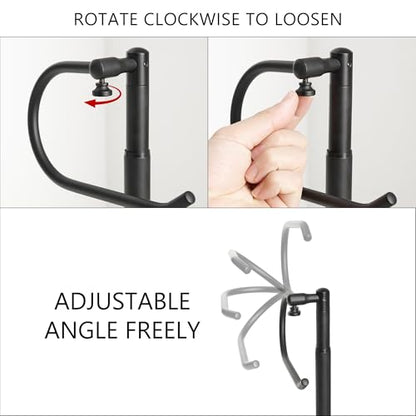 RFOUO Hand Towel Holder Stand, Towel Racks for Bathroom, Matte Black | Stainless Steel, Adjustable 16.5-26 Inch,Heavy base,Space Saving Standing Towel Rack For Bathroom Kitchen Vanity Countertops - color: Matte Black