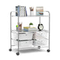 RELAX4LIFE Rolling Storage Cart with 4 Drawers & 2 Shelves, Metal Frame Paper Scrapbook File Organizer for Home Office, School Classroom, Movable Art Craft Cart (Clear) - color: Clear