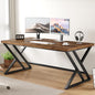 LVB Rustic Wood Computer Desk, Metal Home Executive Office Desk, Industrial Large Gaming Writing Desk, Wooden Student Study Computer Table for Bedroom Living Room, Rustic Brown, 60 Inch - color: Rustic Brown, size: 60 inch