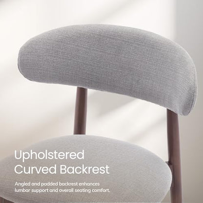 COLAMY Mid-Century Modern Wooden Dining Chair Set of 2, Indoor Upholstered Kitchen Chairs with 2.6" Cozy Padded Seat, Walnut Finish Side Dining Chair, [Gray] - color: Grey, size: 2 Chairs
