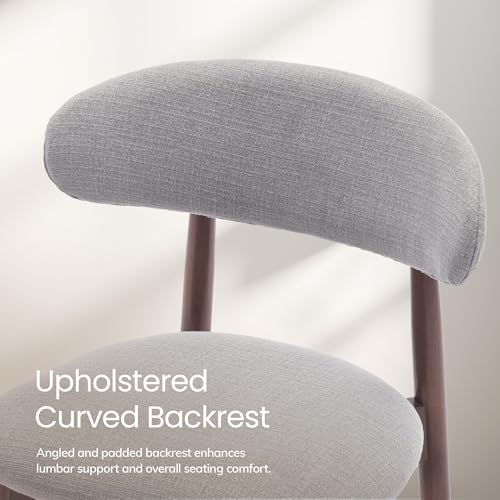 COLAMY Mid-Century Modern Wooden Dining Chair Set of 6, Indoor Upholstered Kitchen Chairs with 2.6" Cozy Padded Seat, Walnut Finish Side Dining Chair, [Gray] - color: Grey, size: 6 Chairs