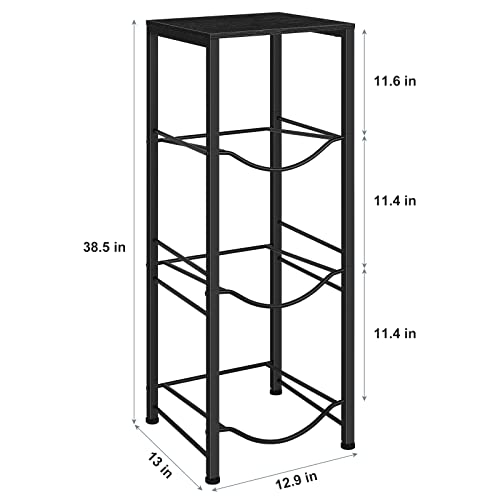 OYEAL Water Bottle Holder Organizer 5 Gallon Water Jug Stand with Shelves, 3-Tier Water Bottle Dispenser Stand for Kitchen Living Room Office, Black - style: Square Tube Black
