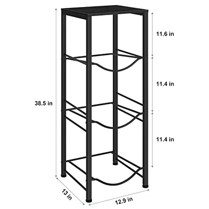 OYEAL Water Bottle Holder Organizer 5 Gallon Water Jug Stand with Shelves, 3-Tier Water Bottle Dispenser Stand for Kitchen Living Room Office, Black - style: Square Tube Black