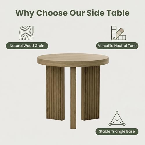 17.52" Small Round Side Table, Walnut | Coffee Table with Smooth Thick Mesa, Circle End Table with X Shaped Stable Legs, Accent Tea Table for Living Room, Office - color: Walnut, style: Side Table
