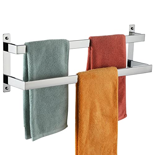 KOKOSIRI Towel Bars Bath Towel Holders 24 Inches Chrome Bathroom 2-Tiers Ladder Towel Rails Wall Mounted Towels Shelves Rack Polished Stainless Steel, B5008CH-L24 - color: Polished Chrome, size: 24-Inch