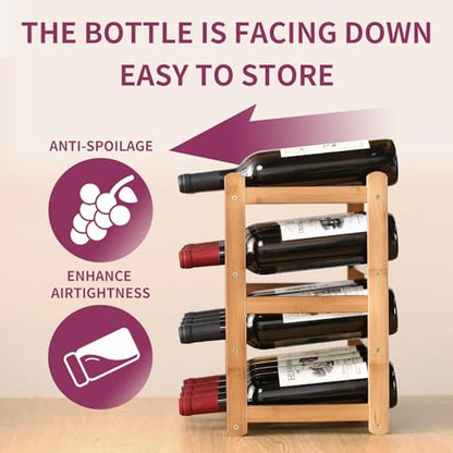 Wine Rack Storage,Bamboo Wine Racks Cabinet Shelf,4-Tier 16 Bottles Freestanding Wine Bottle Holder for Basement,Kitchen,Countertop - color: 16 Bottles Walnut
