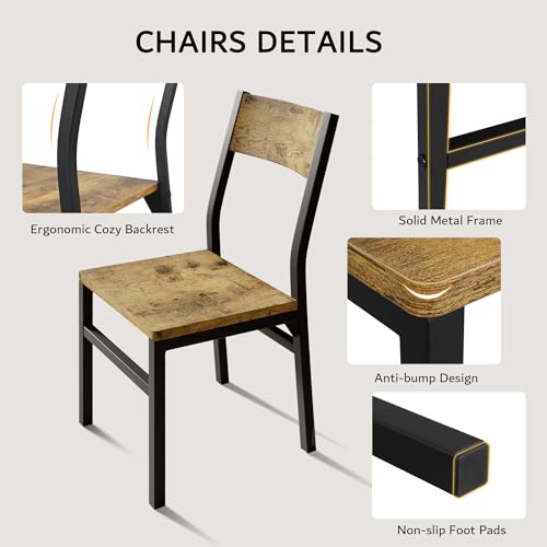 iPormis 7-Piece Dining Table & Chairs Set for 4-6, 63" Extendable Kitchen Table with 6 Chairs, Dining Room Table with MDF Board & Metal Frame, Perfect for Small Space,Easy Assembly, Rustic Brown - color: Rustic Brown