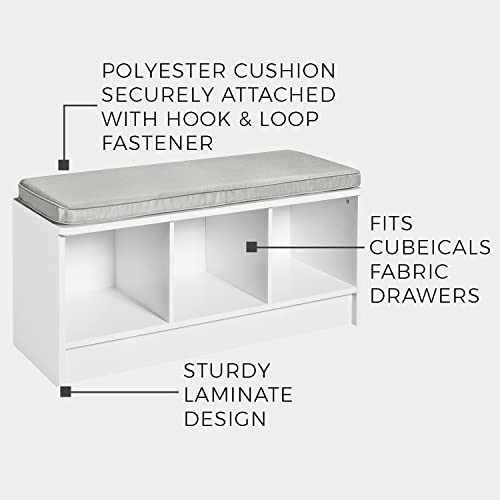 ClosetMaid 1632 Cubeicals 3-Cube Storage Bench, Espresso with Gray Cushion - color: Espresso With Gray Cushion