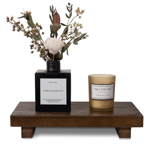 Wood Bathroom Tray Farmhouse Decor Kitchen Soap Holder, 9"x6" Walnut | Waterproof, Lightweight, Easy Clean, Small Wooden Riser Pedestal Stand Accessories for Office Desk, Vanity, Counter, Sink - color: Walnut, size: 9" x 5.9" x 1.6"