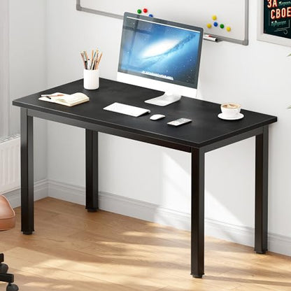 DlandHome 39 inches Small Computer Desk for Home Office, Black | Gaming Study Writing Desk, Modern Simple Computer Table, Sturdy Metal Frame, Adjustable Feet, Compact Modern Design - color: Black Walnut + Black, size: 39 inch