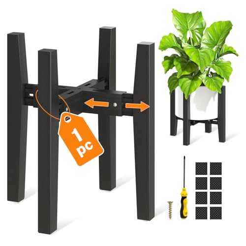 LASZOLA Bamboo Adjustable Plant Stand for Single Large Indoor Planters, Heavy Duty Floor Fern Holder Fits 8 to 12 Inch Pots, Mid Century Elevated Big Stool for Flower– Pot Not Included, Black, 1 Pack - color: 1 Pack Bamboo Black