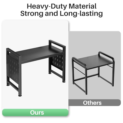 Kitstorack Adjustable Microwave Oven Rack,Microwave Stand Shelf Heavy Duty 2-Tier Shelf with Cutting Boards Stand for Kitchen Shelves Counter Top Organizer, Holds 120lbs,9 Hooks - style: 2 Tier-Black