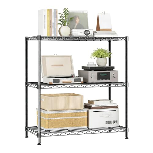 Xcity Storage Shelves, 3 Tier Heavy Duty Metal Shelving Unit with Wheels, 1050 LBS Adjustable Steel Wire Shelf for Commercial, Pantry, Kitchen, Garage, 14" D x 24" W x 30" H, Black - color: Black, size: 24"W x 14"D x 30"H, 3-Tier