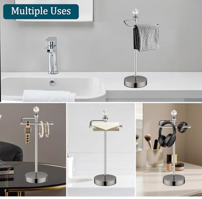 ROLABAM Heavy Weighted Hand Towel Holder (with Crystal Ball) Hand Towel Holder Stand Total Height 16.54'' for Kitchen, Bathroom and Countertops, Classic Metal Fingertip Towel Holder, Brushed Nickel - color: Brushed Nickel
