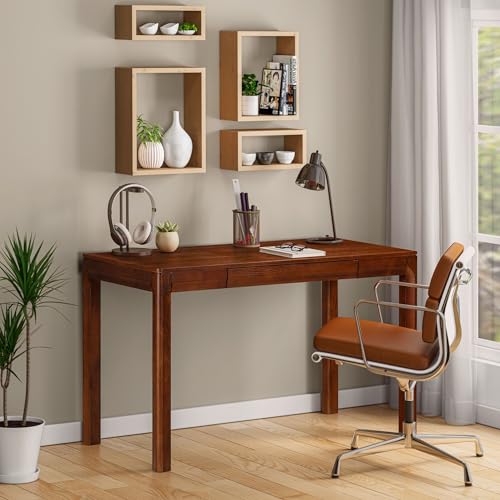 NTC Flow Modern Wooden Rectangle Desk Table with Hidden Drawer – Waterproof & Heat Resistant, Dark Walnut - color: Dark Walnut, size: 47 Inch, style: Desk