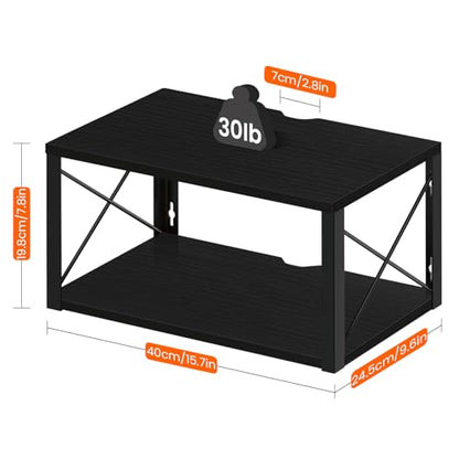 Homode Floating Nightstand, 2 Tier Wall Mounted Nightstand with Cable Hole, Wooden Floating Bedside Table, Bedside Wall Shelf for Bedroom Bathroom Living Room Kitchen Office, Black - color: Black