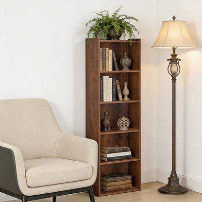 ZENY 5-Tier Shelf Bookcase, Freestanding Wood Storage Display Open Bookshelf for Home Office (Rustic Brown) - color: Rustic Brown