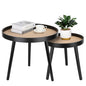 Rattan Round Side Table, Black Small End Table, Accent Table, Modern Boho Bedside Table, Mid-Century Patio Side Table, End Tables for Living Room Bedroom Office Balcony - color: Black-set