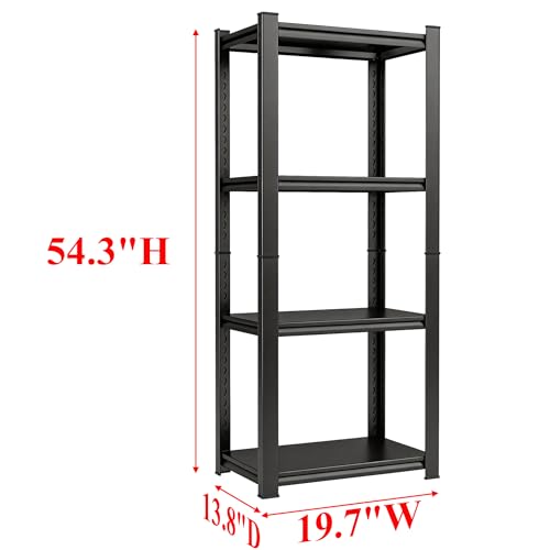 4 Tier Kitchen Storage Shelf, Kitchen Organizers Space Saving All Steel Freestanding Rack, Heavy Duty Metal Shelving Unit, Adjustable Open Shelf for Pantry Organizers and Storage 19.7"W×13.8"D×54.3"H - size: 4 Tier 19.7"W×13.8"D×54.3"H