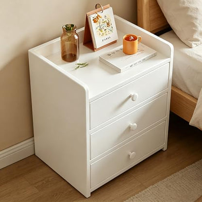White NightStand Modern Small Home Side Tables Bedside Table with Drawers Bedroom Storage Cabinet Rental Room Living Room(12.6x10.2x18.9inch) Need to Assemble by oneself