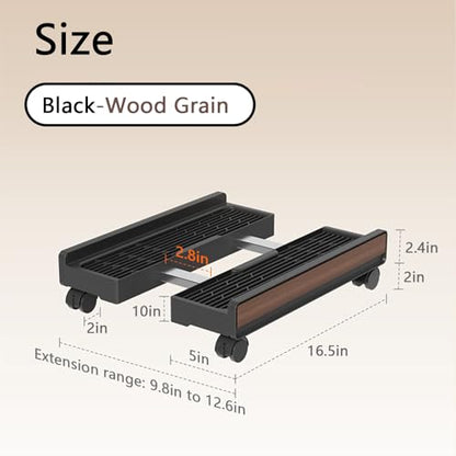 Heavy-Duty Adjustable Mobile CPU Stand with Locking Wheels,PC Tower Floor Cart,Ventilated Rolling Computer Holder Fits Most Gaming&Office Towers, Under Desk PC Riser with Caster Wheels (Wood Grain) - color: Wood Grain
