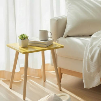 FORAOFUR Side Table, Small End Table Accent Living Room Bedroom Balcony Office, Modern Bedside Home Decor, Easy Assembly, (Yellow, 15.75D x 11.8W 16.54H in) | Yellow wood, modern rectangular, fits living/bedroom/balcony, compact, versatile, sturdy nightst
