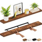 Ballucci Floating Shelves, 55" Wood Wall Shelf Set of 2, with Invisible Brackets for Bathroom, Living Room, Bedroom, Kitchen, Nursery, 6" Deep, Rustic Brown - color: Rustic Brown, size: 55.1 inches