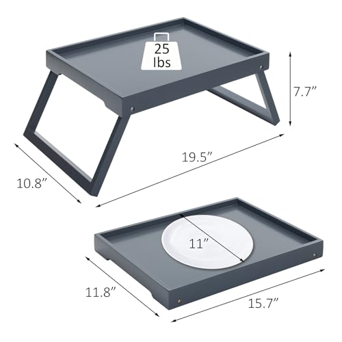 RRX Bed Tray Table with Folding Legs, Breakfast in Bed Tray (Grey) - color: Gray
