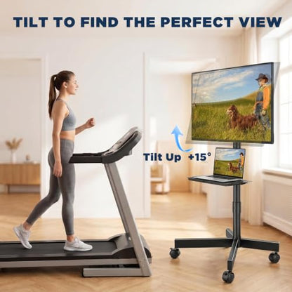 Mobile TV Stand with Tilt & Rolling Wheels, Fits 23–65 Inch LED LCD TVs, Portable TV Cart with Adjustable Media Shelf, Holds 99 lbs (Max VESA 400x400mm) for Living Room, Bedroom, Office - size: Style 4 15"D x 17"W x 57.7"H