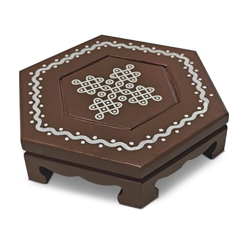 Coffee table riser - decorative riser for home decor - risers for kitchen - decor riser - indian return gift, diwali, pooja - 5" hexagon size, in brown (4, Brown)