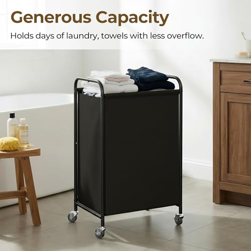 GRANNY SAYS 110L Laundry Hamper, Large Laundry Basket with Wheels and Handles, Durable and Sturdy Rolling Cart for Laundry Room, Bathroom, Bedroom, Black - color: Black, size: 110L