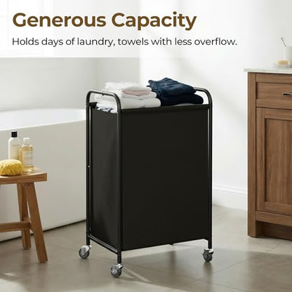 GRANNY SAYS 110L Laundry Hamper, Large Laundry Basket with Wheels and Handles, Durable and Sturdy Rolling Cart for Laundry Room, Bathroom, Bedroom, Black - color: Black, size: 110L